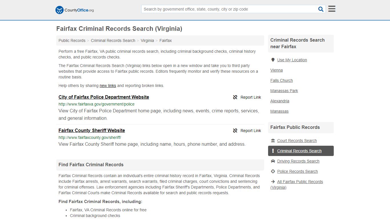 Criminal Records Search - Fairfax, VA (Arrests, Jails & Most Wanted ...